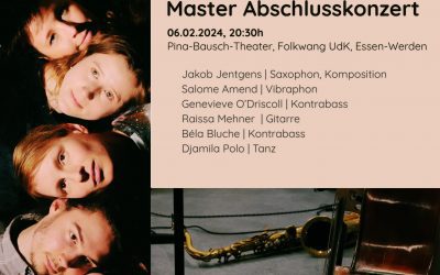 Abschluss Konzert MA Jazz am 06.02.24 um 20:30h im Pina-Bausch-Theater der Folkwang UdK in Essen-Werden
